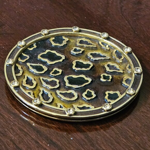 JAY STRONGWATER SAFARI LEOPARD LIBRE CHEETAH CRYSTAL ENAMEL BAR DRINK COASTER - Picture 4 of 8